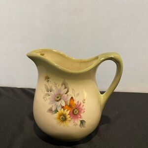 Vintage Green Floral Pitcher